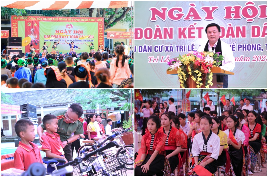 Chung vui Ngày hội đại đoàn kết toàn dân tộc ở huyện Quế Phong