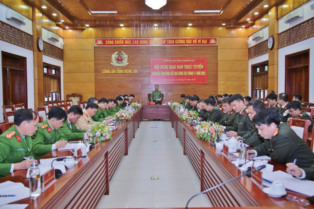 Toàn cảnh Hội nghị tại điểm cầu Công an tỉnh