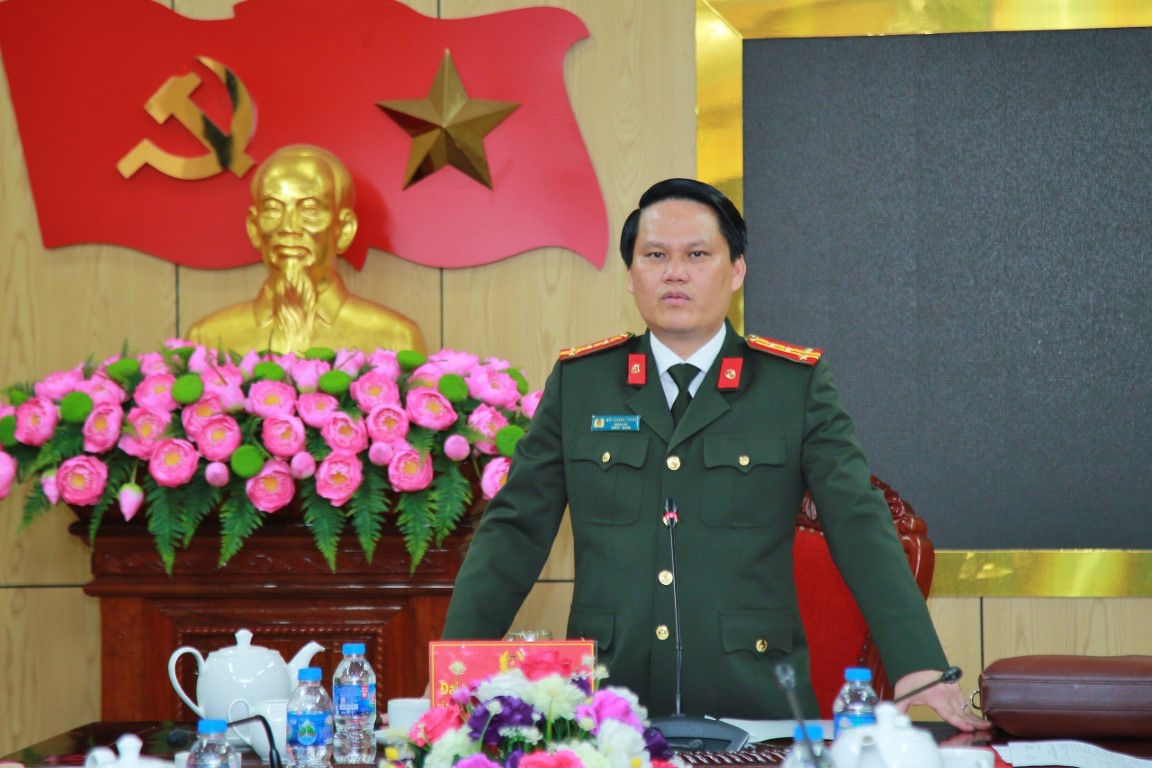 Đồng chí Đại tá Bùi Quang Thanh – Giám đốc Công an tỉnh phát biểu chỉ đạo 
