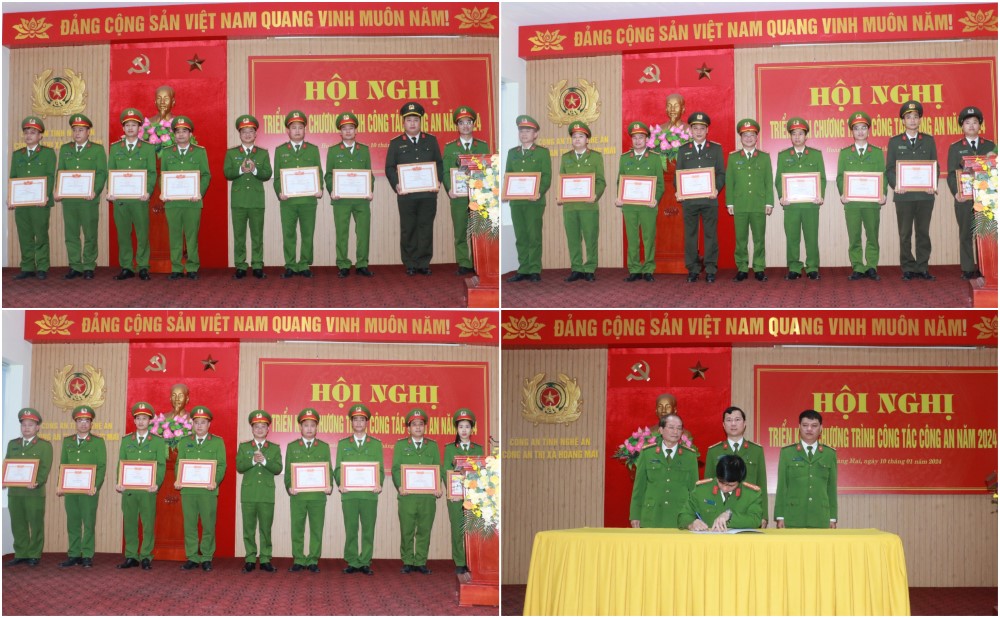 Khen thưởng các tập thể, cá nhân có thành tích xuất sắc trong năm 2023 và ký cam kết thực hiện phong trào thi đua “Vì an ninh Tổ quốc” 2024