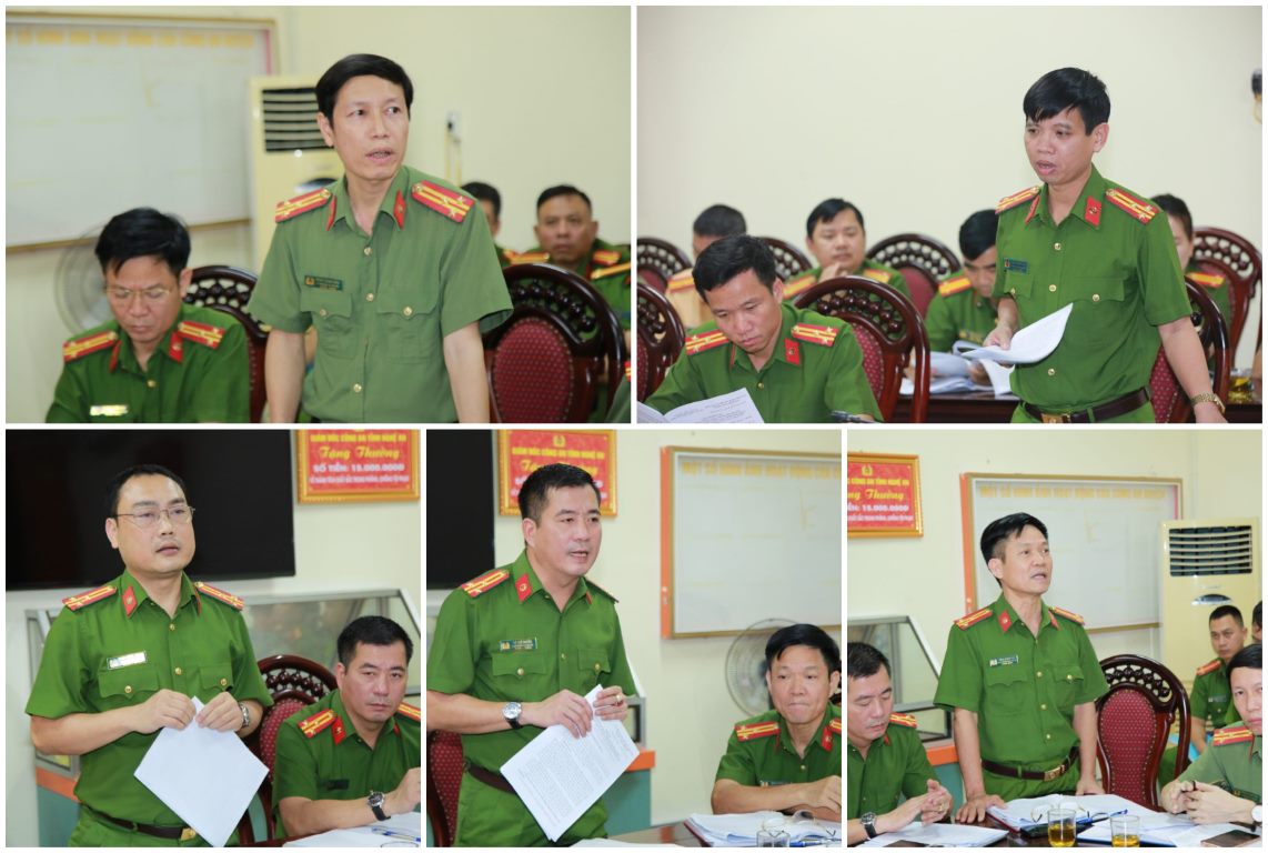 Lãnh đạo Công an Hưng Nguyên phát biểu tại buổi làm việc