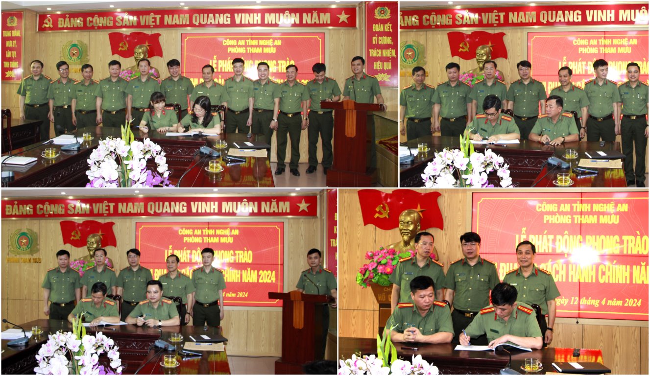 Các đội công tác và các tổ chức đoàn thể Phòng Tham mưu kí cam kết thực hiện phong trào thi đua CCHC năm 2024