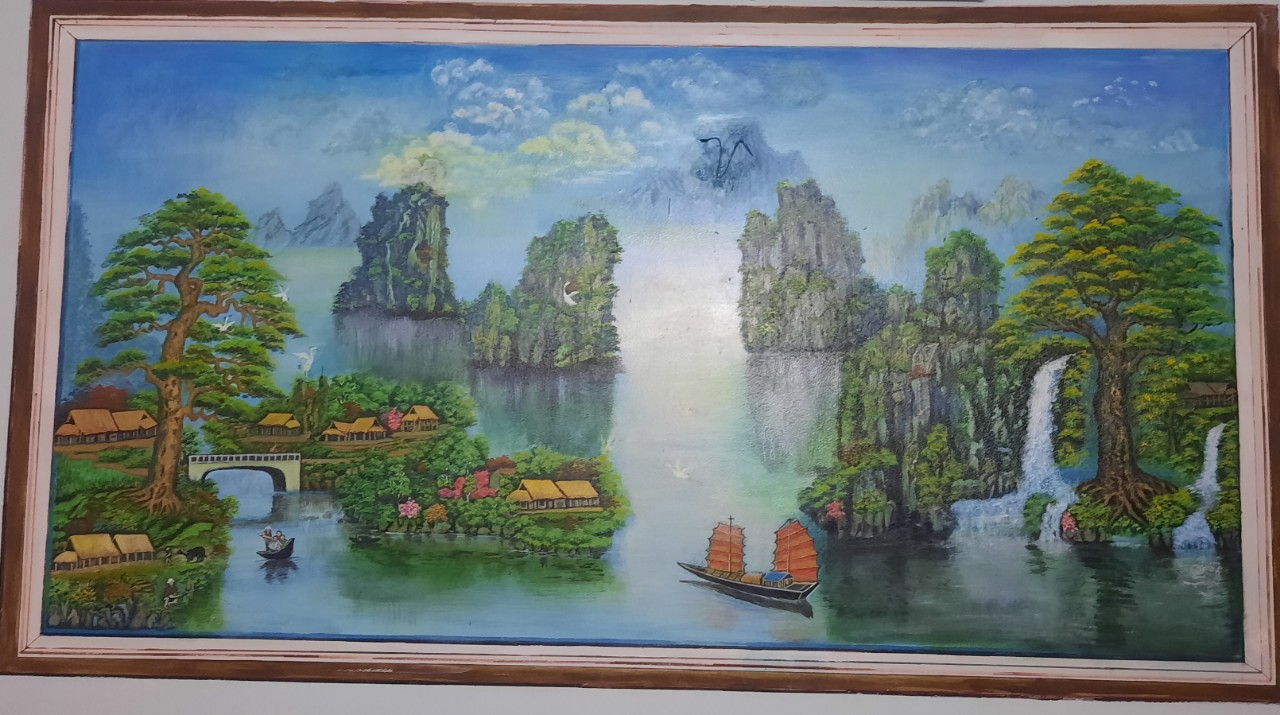 Hồ “Sông Mực” (Như Xuân, Thanh Hoá) nơi tác giả có hơn chục năm đứng trên bục giảng dạy toán - bức tranh mở đầu thời kỳ “đam mê hội hoạ” của nhà giáo Phạm Cao Thắng.