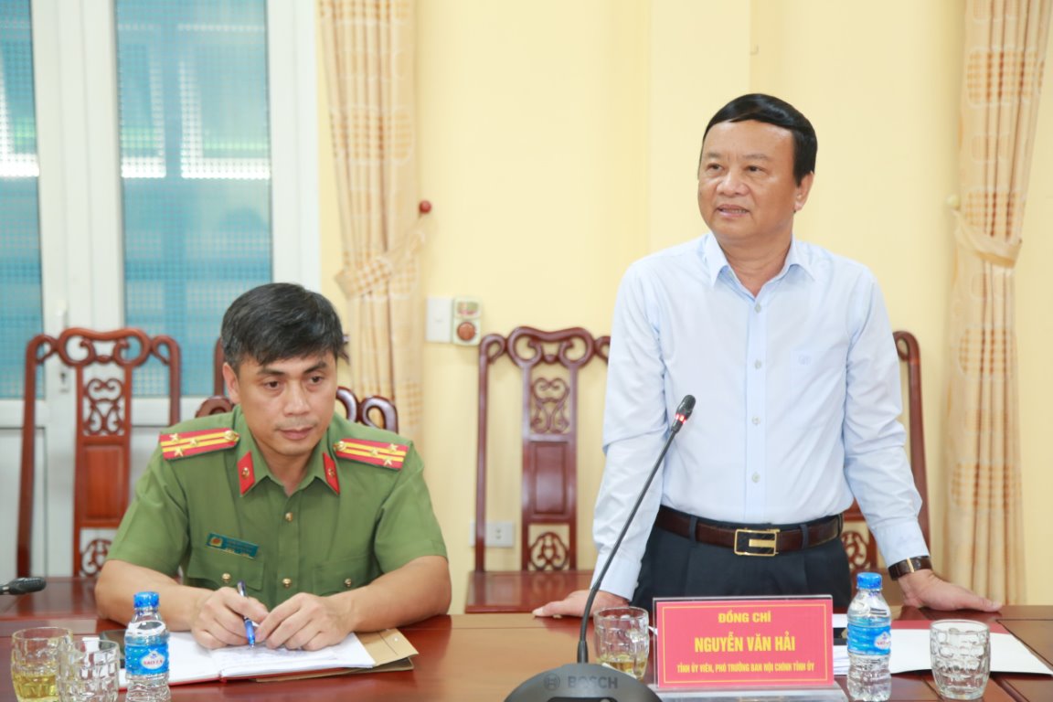Đồng chí Nguyễn Văn Hải, Ủy viên Ban Chấp hành Đảng bộ tỉnh, Phó Trưởng ban Nội chính Tỉnh ủy, Phó Trưởng đoàn kiểm tra phát biểu