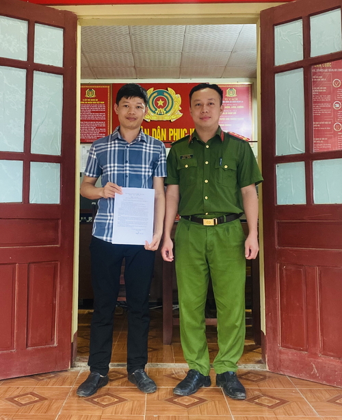 Cảm kích trước tinh thần trách nhiệm, tận tâm vì nhân dân phục vụ, anh Kỳ gửi thư cảm ơn Công an xã Tân Hương