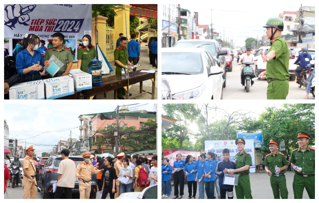 Lực lượng Công an, Đoàn Thanh niên thực hiện nhiệm vụ tại các điểm thi của kỳ thi tuyển sinh vào lớp 10 THPT năm học 2024-2025