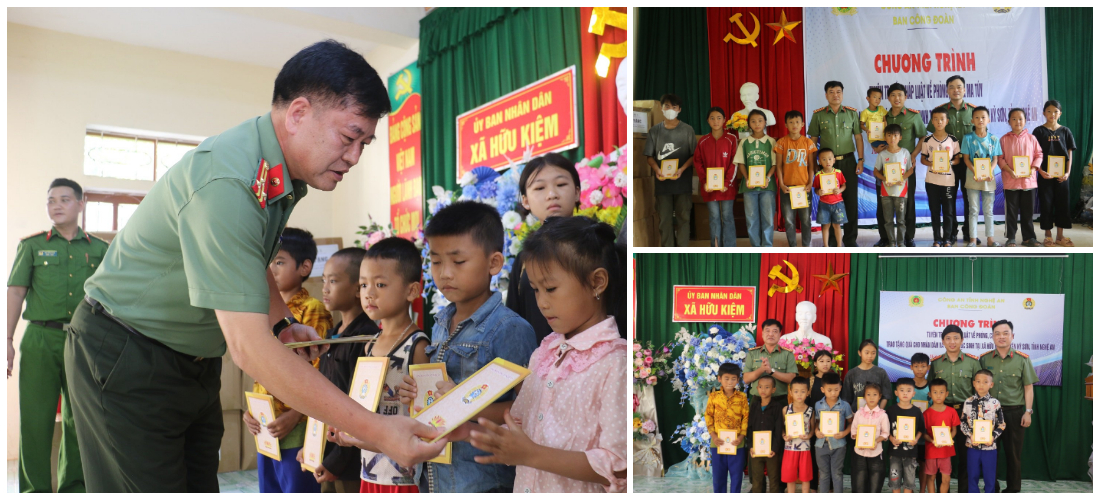 Đoàn công tác trao 30 suất quà tặng các em học sinh có hoàn cảnh khó khăn tại  xã Mường Lống và xã Hữu Kiệm