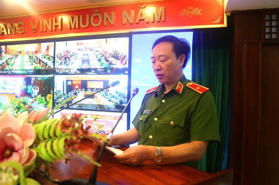Thiếu tướng Nguyễn Ngọc Cương, Cục trưởng Cục Cảnh sát Quản lý hành chính về trật tự xã hội, Bộ Công an phát biểu tại Hội nghị.