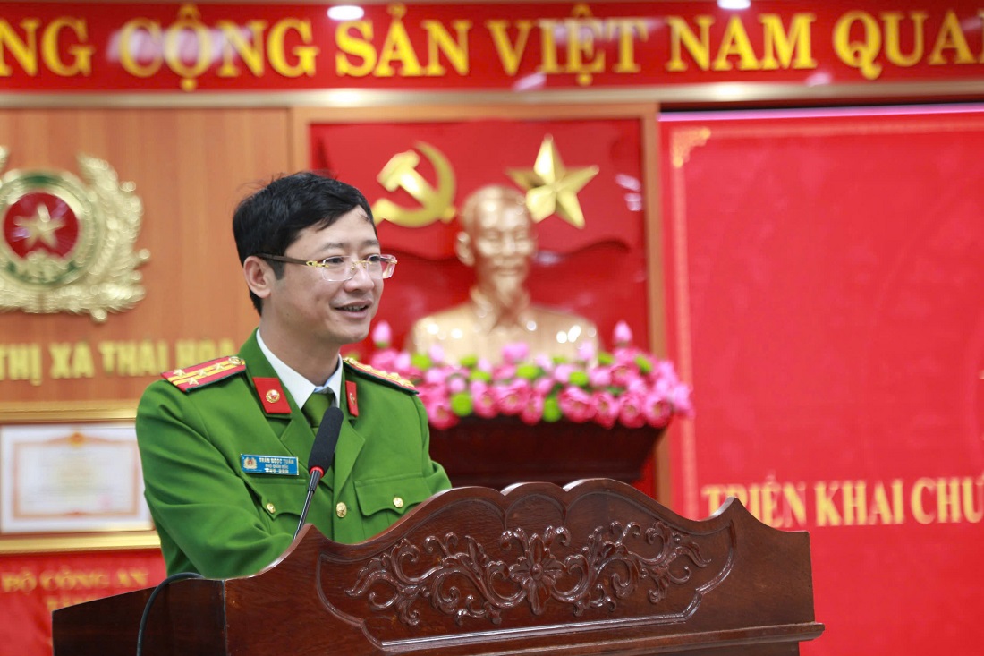 Đồng chí Đại tá Trần Ngọc Tuấn, Phó Giám đốc Công an tỉnh phát biểu chỉ đạo