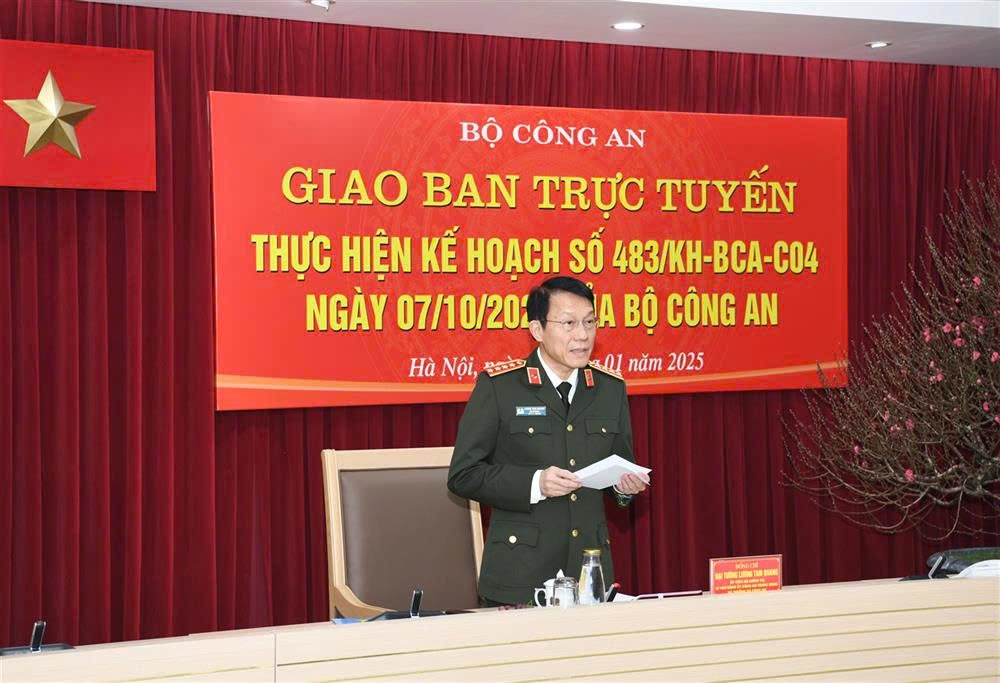Bộ trưởng Lương Tam Quang phát biểu tại Hội nghị (Ảnh: Cổng thông tin điện tử Bộ Công an)