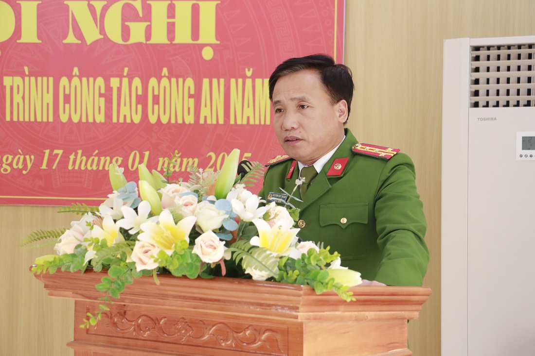 Đồng chí Đại tá Nguyễn Duy Thanh, Phó Giám đốc Công an tỉnh phát biểu chỉ đạo