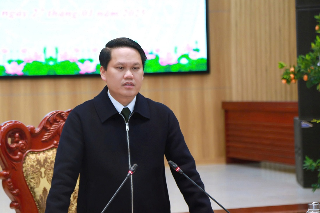Đồng chí Thiếu tướng Bùi Quang Thanh, Ủy viên Ban Thường vụ Tỉnh ủy, Bí thư Đảng ủy, Giám đốc Công an tỉnh phát biểu chỉ đạo