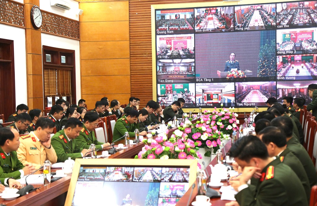 Toàn cảnh Hội nghị tại điểm cầu Công an Nghệ An