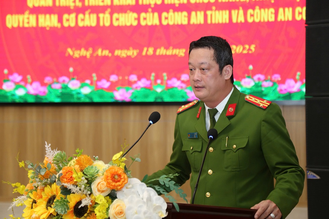 Các đồng chí Phó Giám đốc Công an tỉnh quán triệt nội dung cơ bản về các lĩnh vực công tác khi không tổ chức Công an cấp huyện và việc tiếp nhận nhiệm vụ quản lý Nhà nước trên một số lĩnh vực về lực lượng Công an nhân dân