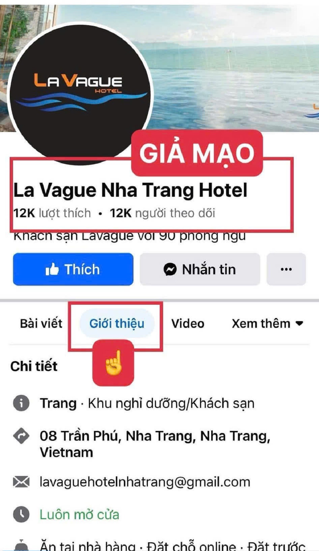 Một trang Facebook giả mạo 