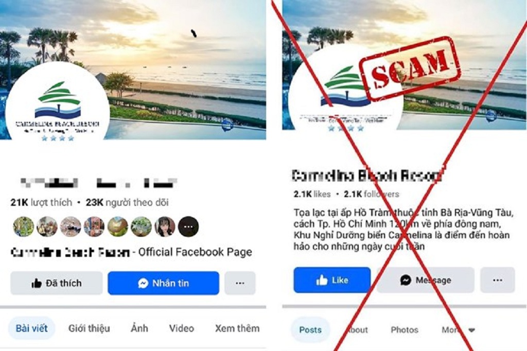 Trang web du lịch giả mạo