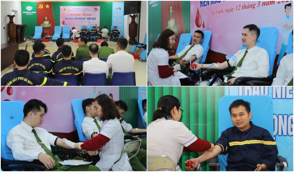 Với đoàn viên thanh niên lực lượng PCCC & CNCH Công an Nghệ An, hiến máu cứu người cũng cần kíp như cứu hỏa
