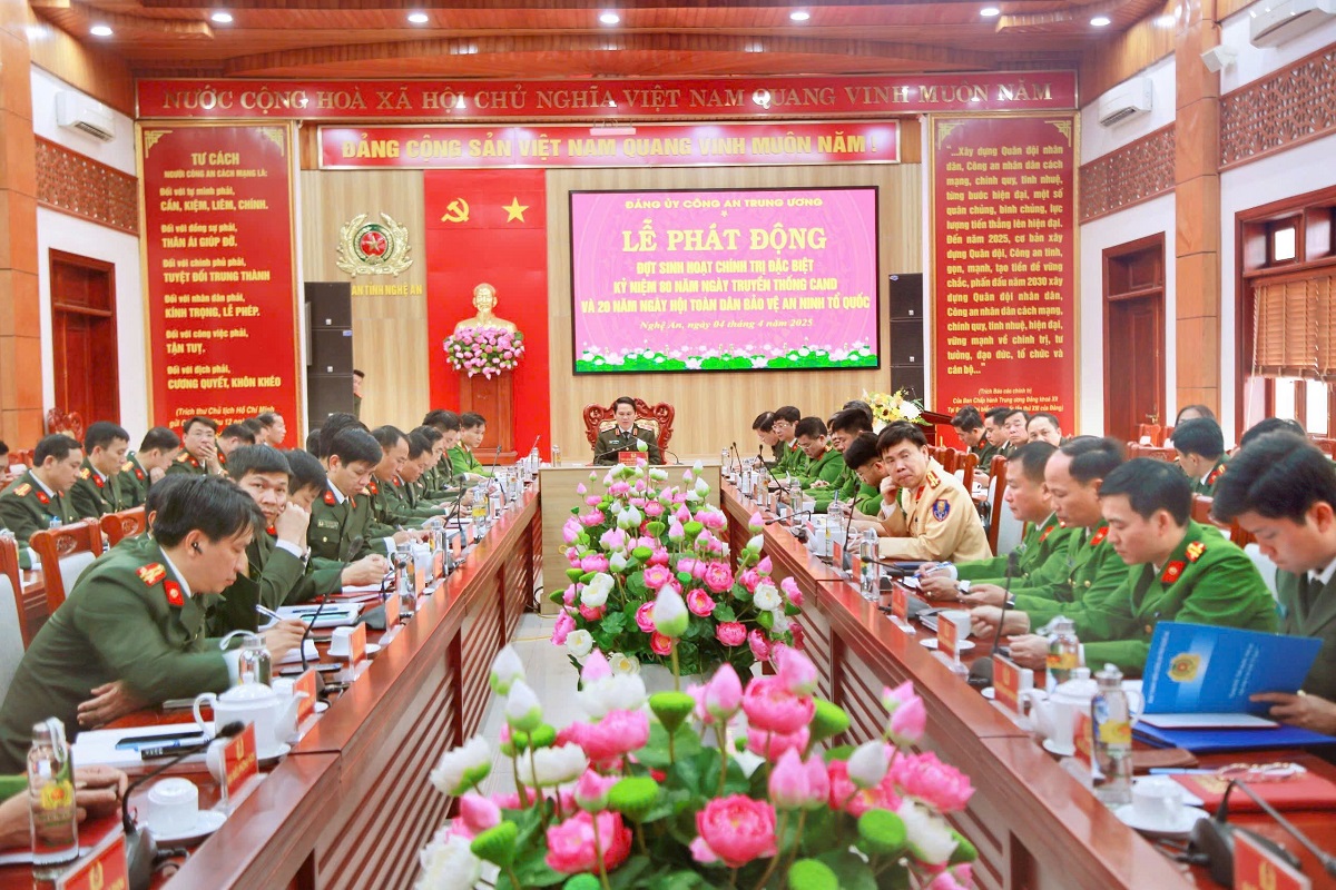 Toàn cảnh buổi lễ tại điểm cầu Công an Nghệ An