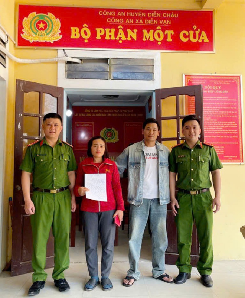 Chị Cao Thị Diệu viết thư cảm ơn Công an xã Diễn Vạn