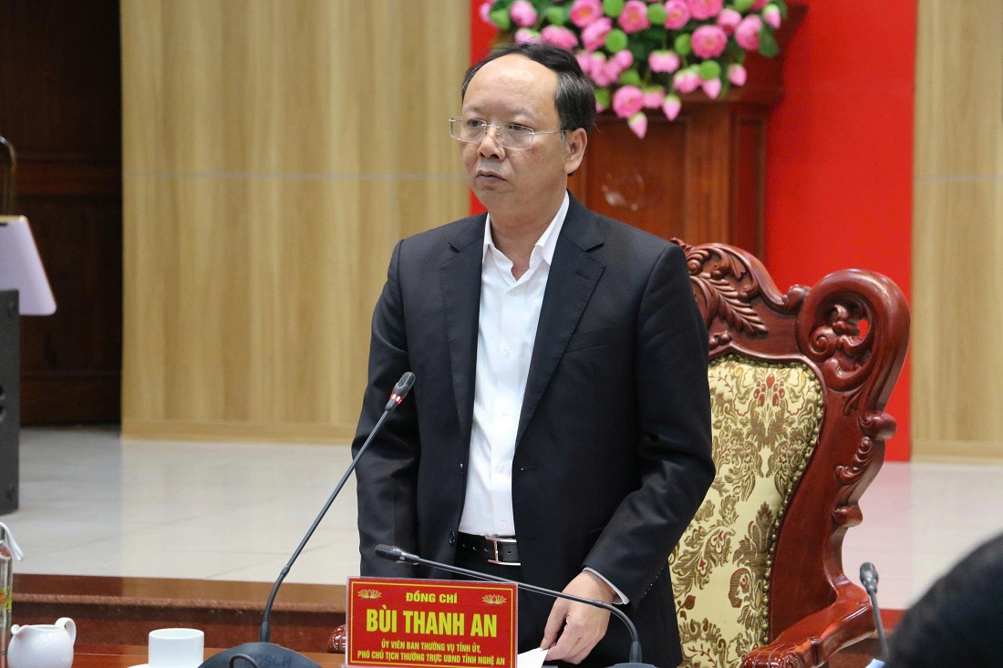 Đồng chí Bùi Thanh An - Phó Chủ tịch Thường trực UBND tỉnh phát biểu tại Hội nghị