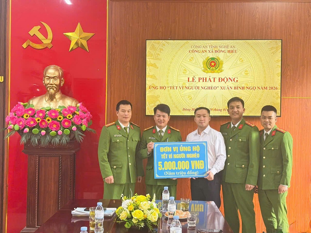 Công an xã Đông Hiếu kêu gọi nhiều tổ chức, đơn vị, doanh nghiệp ủng hộ Tết vì người nghèo