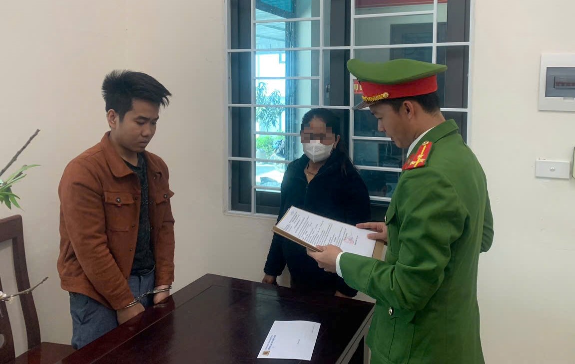 Đối tượng Vi Văn Mân tại Cơ quan Công an