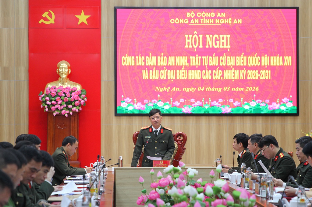 Đồng chí Đại tá Trần Ngọc Tuấn, Phó Giám đốc Công an tỉnh tham dự và chỉ đạo Hội nghị.