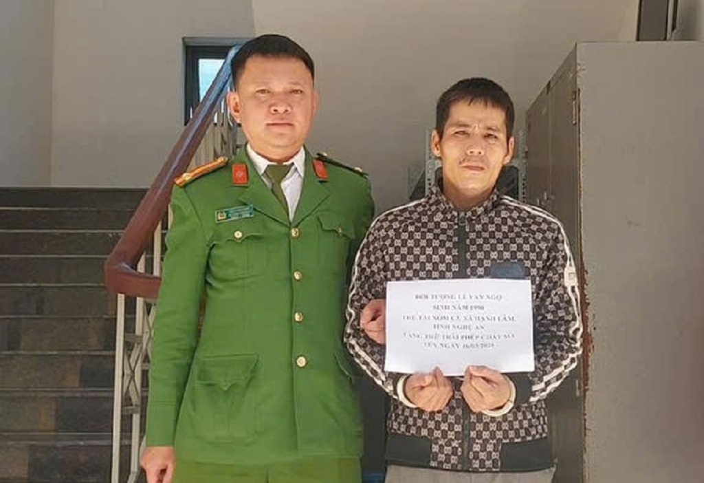 Đối tượng Lê Văn Ngọ tại cơ quan Công an