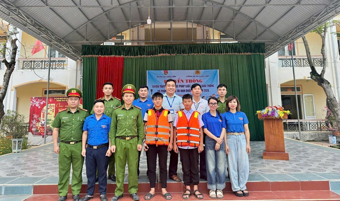 Công an xã Châu Tiến tuyên truyền phòng chống đuối nước