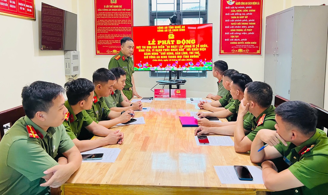 Công an xã Châu Bình phát động đợt thi đua cao điểm “80 ngày lập công vì Tổ quốc bình yên, vì hạnh phúc Nhân dân”