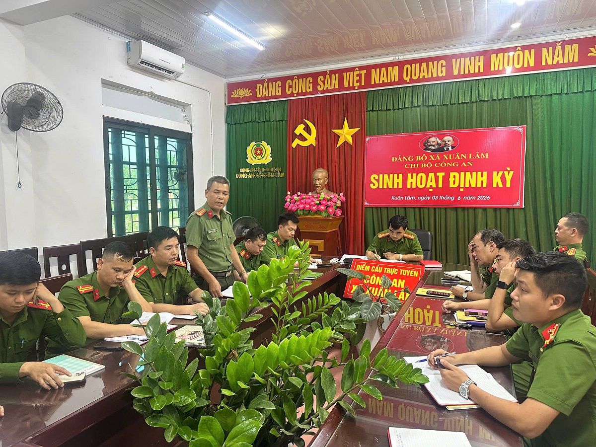 Chi bộ Công an xã Xuân Lâm quán triệt Nghị quyết Hội nghị Ban Chấp hành Trung ương Đảng khóa XIV