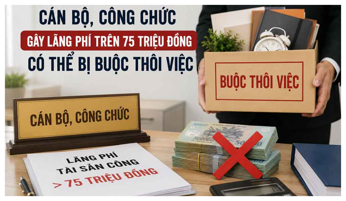 Buộc thôi việc cán bộ nếu lãng phí gây thiệt hại trên 75 triệu đồng