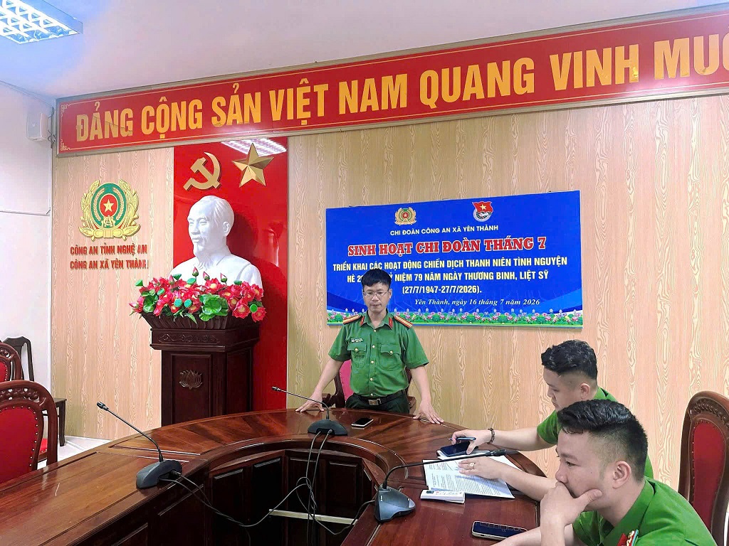 Công an xã tổ chức sinh hoạt Đoàn tháng 7/2026