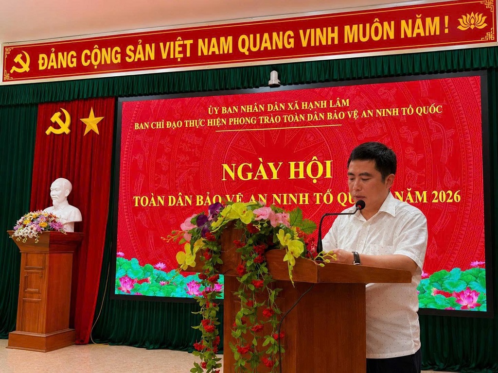 Đại diện Lãnh đạo xã Hạnh Lâm phát biểu