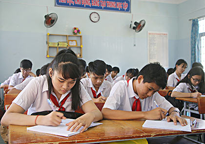 Một tiết học Ngữ văn của HS lớp 9/4, Trường THCS Ngô Sĩ Liên (TP. Vũng Tàu). Ảnh: TƯỜNG NGÂN