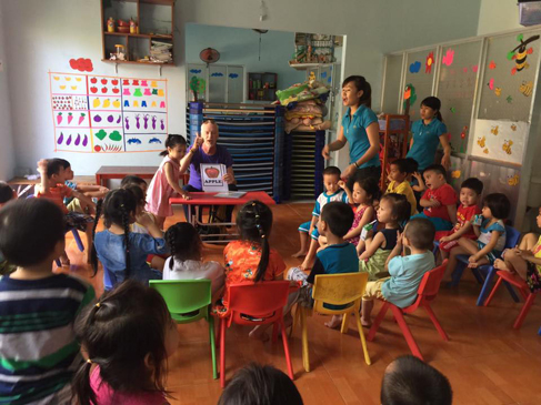 Một buổi học của học sinh tại cơ sở mầm non tư thục Hoàng Dương (TP.Vũng Tàu).