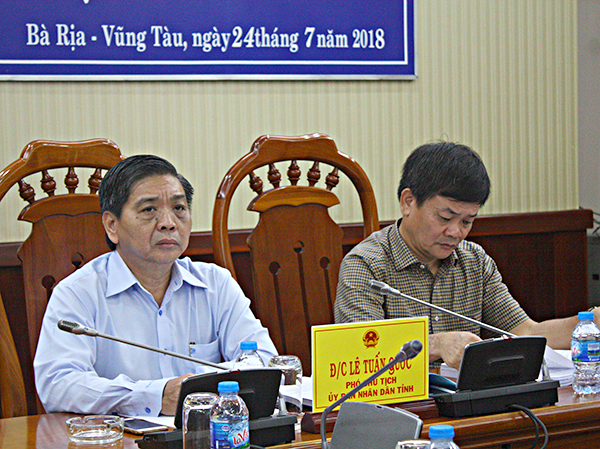 Đồng chí Lê Tuấn Quốc, Phó Chủ tịch UBND tỉnh tham dự hội nghị tại điểm cầu tỉnh BR-VT.