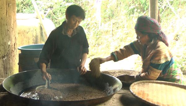 Ông Tráng Seo Sử phải mất nhiều công sức thử nghiệm sản xuất loại rượu mới.