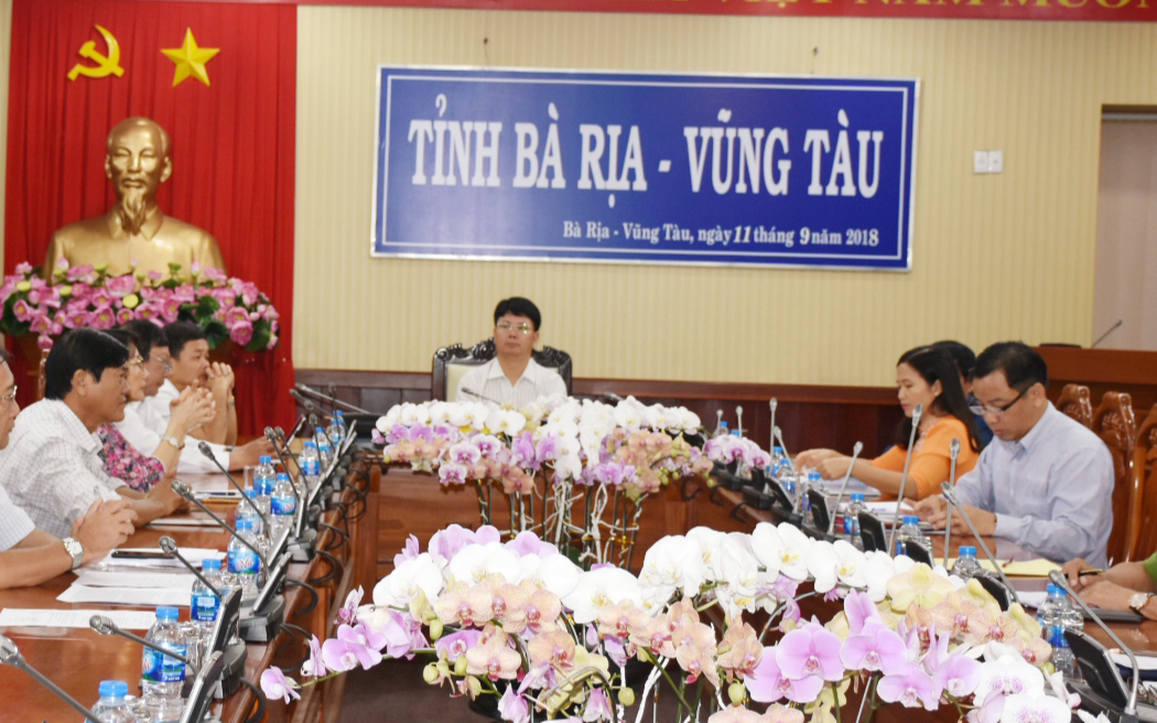 Đồng chí Nguyễn Thanh Tịnh, Phó Chủ tịch UBND tỉnh tham dự hội nghị tại điểm cầu tỉnh BR-VT.