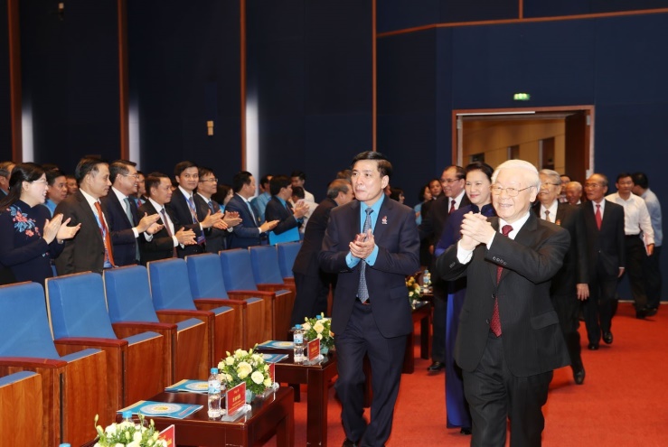 Tổng Bí thư Nguyễn Phú Trọng dự Phiên trọng thể Đại hội XII Công đoàn Việt Nam.
