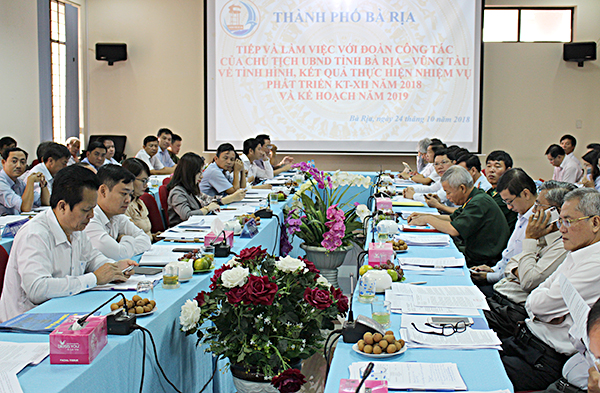 Đại diện các sở, ban, ngành tham dự buổi làm việc.