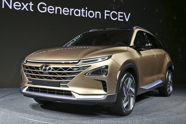 Một chiếc xe chạy bằng pin nhiên liệu hydro của Hyundai. 