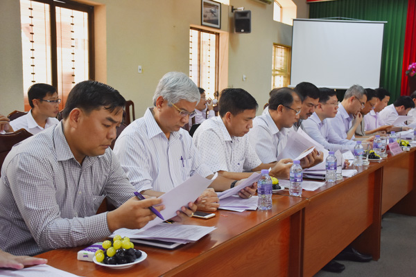 Đại diện lãnh đạo các sở, ngành tham dự buổi làm việc.