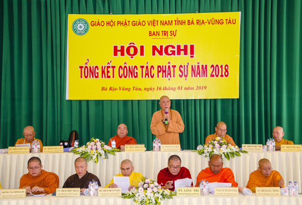 Hòa Thượng Thích Quảng Hiển, Trưởng BTS GHPG Việt Nam tỉnh phát biểu khai mạc hội nghị.