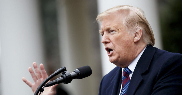 Tổng thống Mỹ Donald Trump phát biểu trong cuộc họp báo tại Washington D.C.