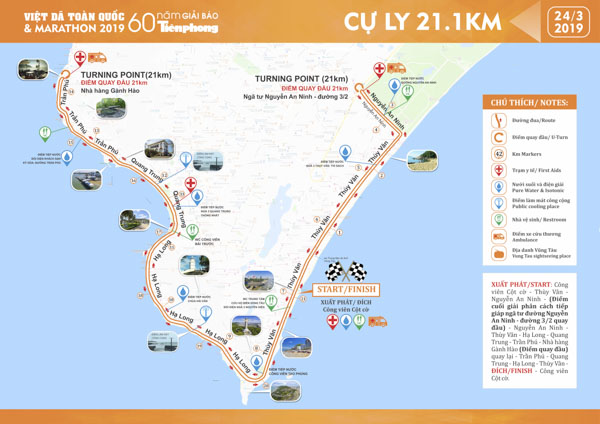 Sơ đồ đường chạy 21km