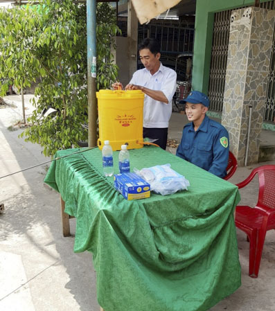 Chốt kiểm dịch của cơ quan Thú y trên địa bàn phường Hắc Dịch, TX. Phú Mỹ.