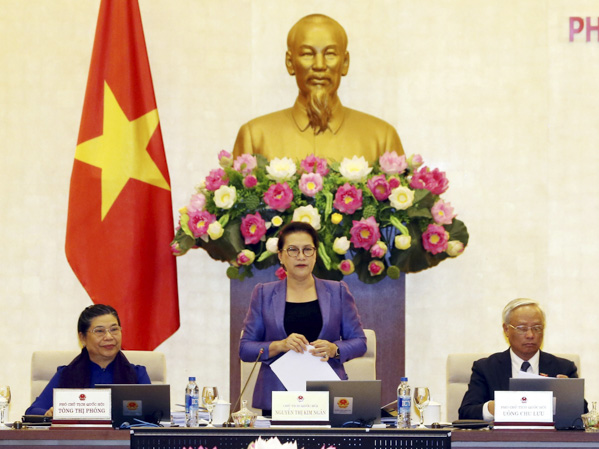 Chủ tịch Quốc hội Nguyễn Thị Kim Ngân phát biểu khai mạc phiên họp thứ 33 của Ủy ban Thường vụ Quốc hội. Ảnh: Trọng Đức