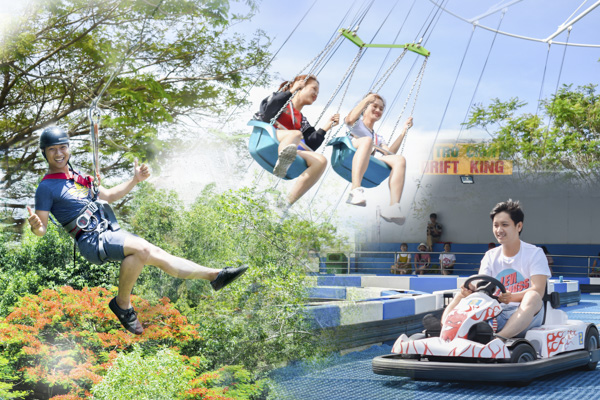 Du khách trải nghiệm trò chơi mạo hiểm tại Hồ Mây Park.