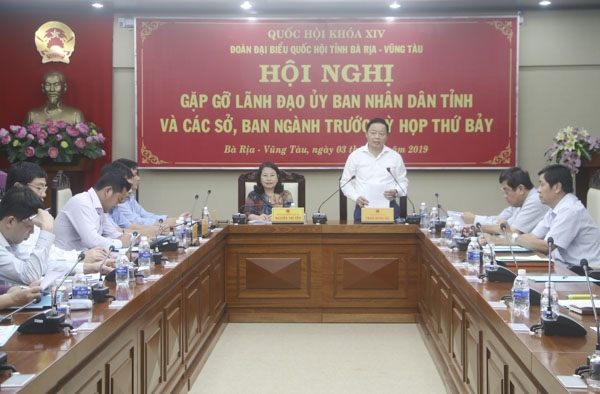 Đại biểu Trần Hồng Hà, Ủy viên Ban chấp hành Trung ương Đảng, Bộ trưởng Bộ TN-MT phát biểu tại hội nghị.